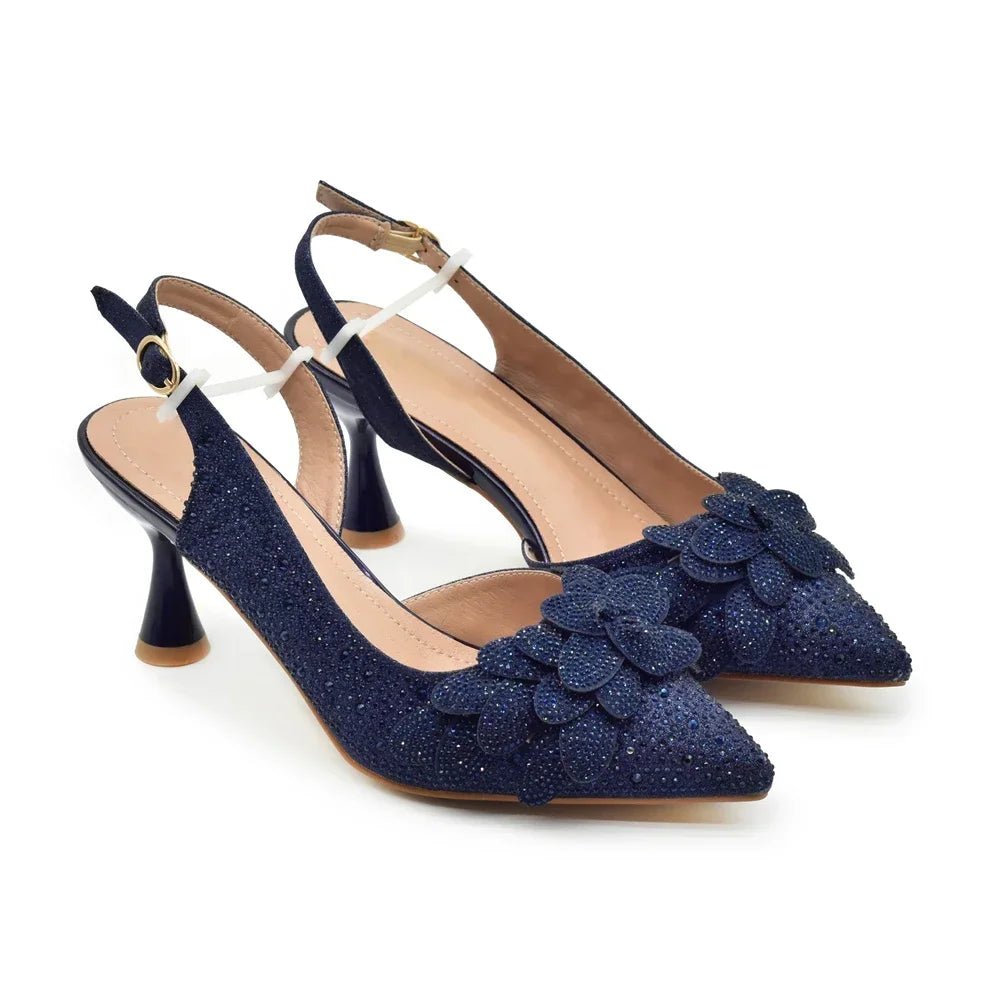 Luxury Italian Wedding Shoes and Bag Set with Rhinestones - - Women - Shoes - Milvertons