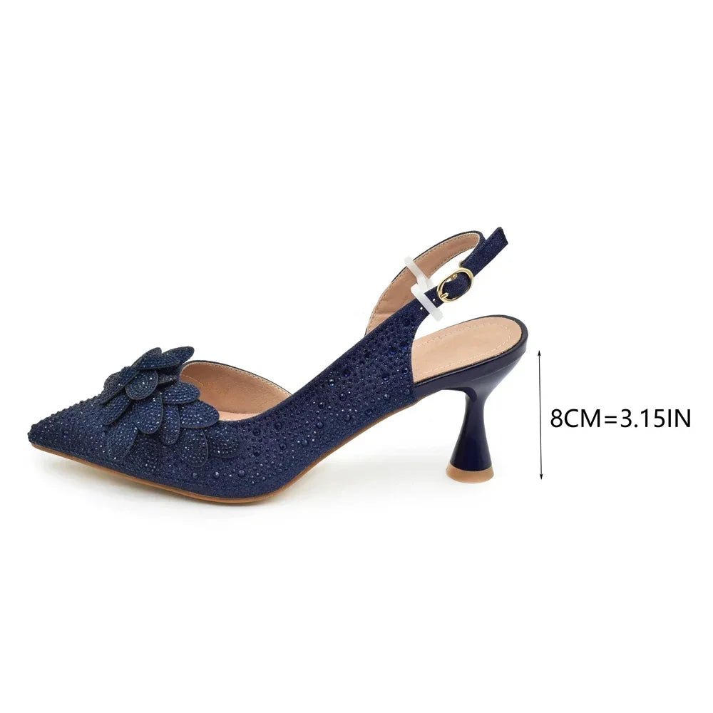 Luxury Italian Wedding Shoes and Bag Set with Rhinestones - - Women - Shoes - Milvertons