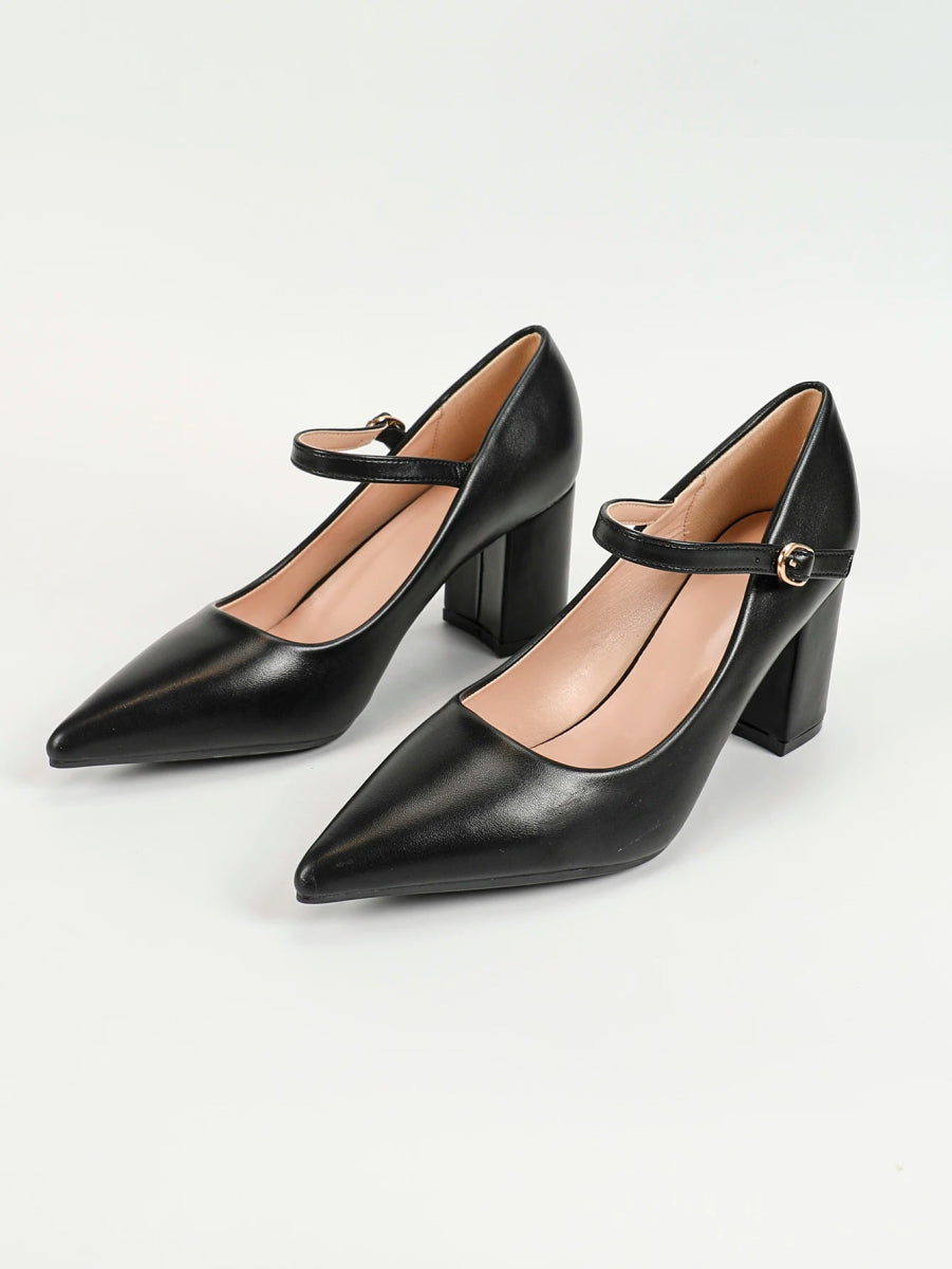 Mary Jane Block Heel Pumps | Closed Toe Party Office Shoes