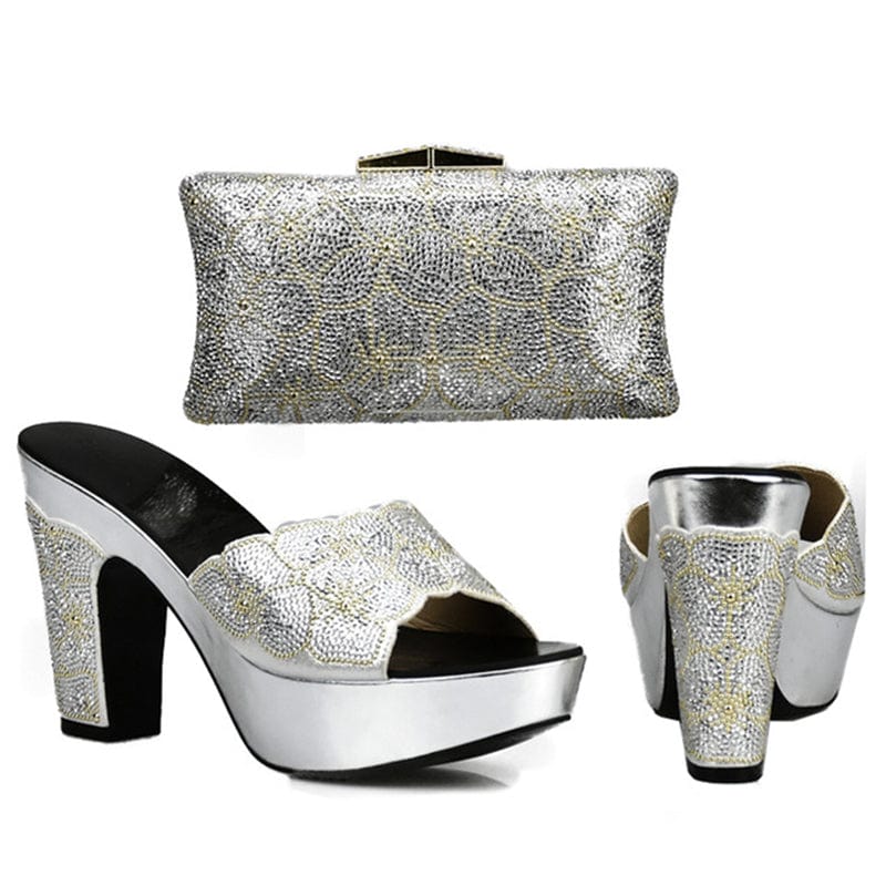 Matching Shoes and Bag Set Italian Design Shoes High Quality - Silver - Women - Shoes - Milvertons