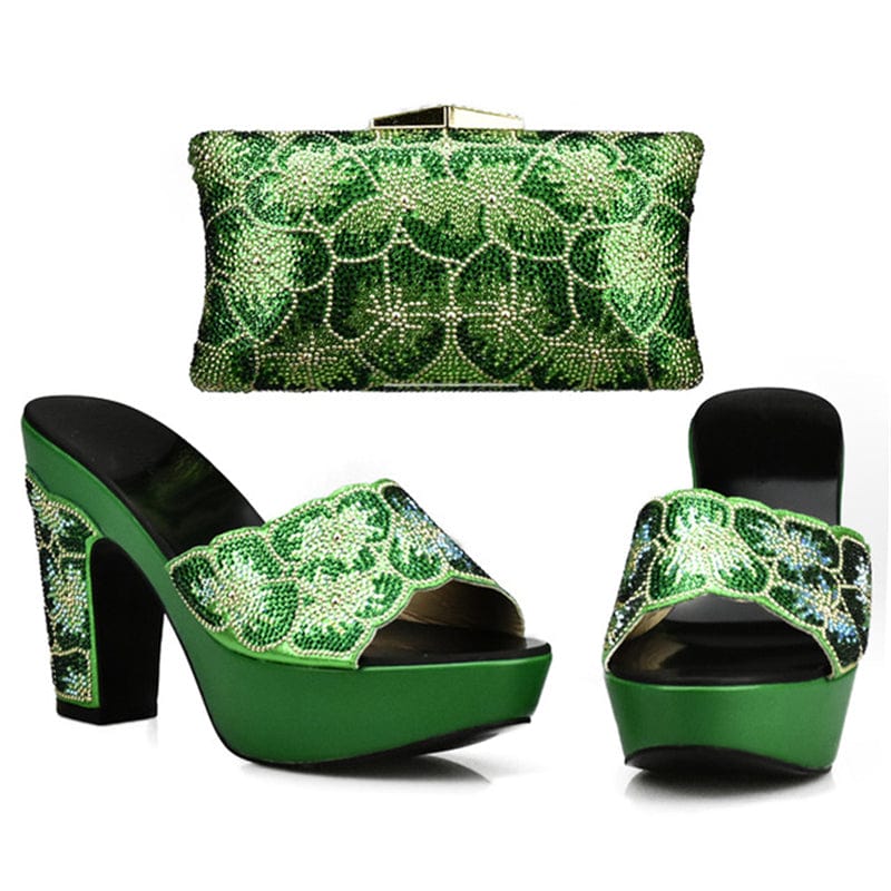 Matching Shoes and Bag Set Italian Design Shoes High Quality - Green - Women - Shoes - Milvertons