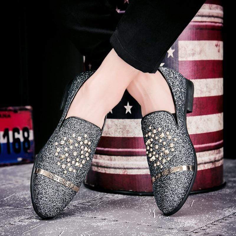 Men's Spiked Rivets Loafers decorated with Rhinestone - - Men - Shoes - Milvertons