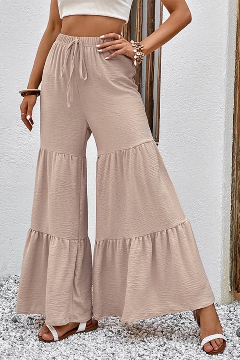 Tiered Flare Culottes with Drawstring Waist - - Women - Apparel - Clothing - Pants - Milvertons