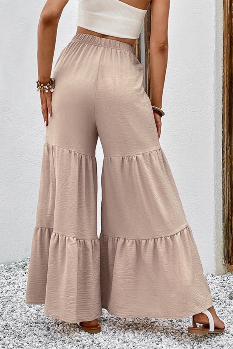 Tiered Flare Culottes with Drawstring Waist - - Women - Apparel - Clothing - Pants - Milvertons