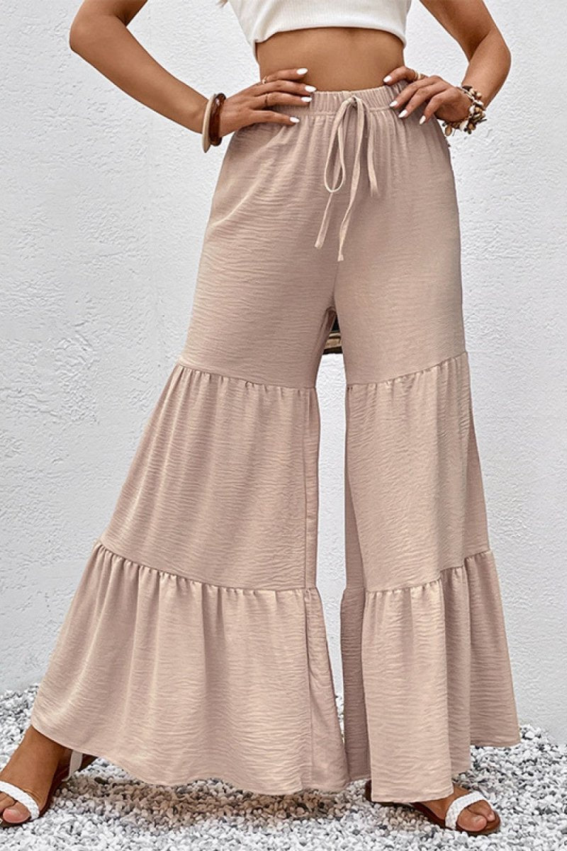 Tiered Flare Culottes with Drawstring Waist - - Women - Apparel - Clothing - Pants - Milvertons
