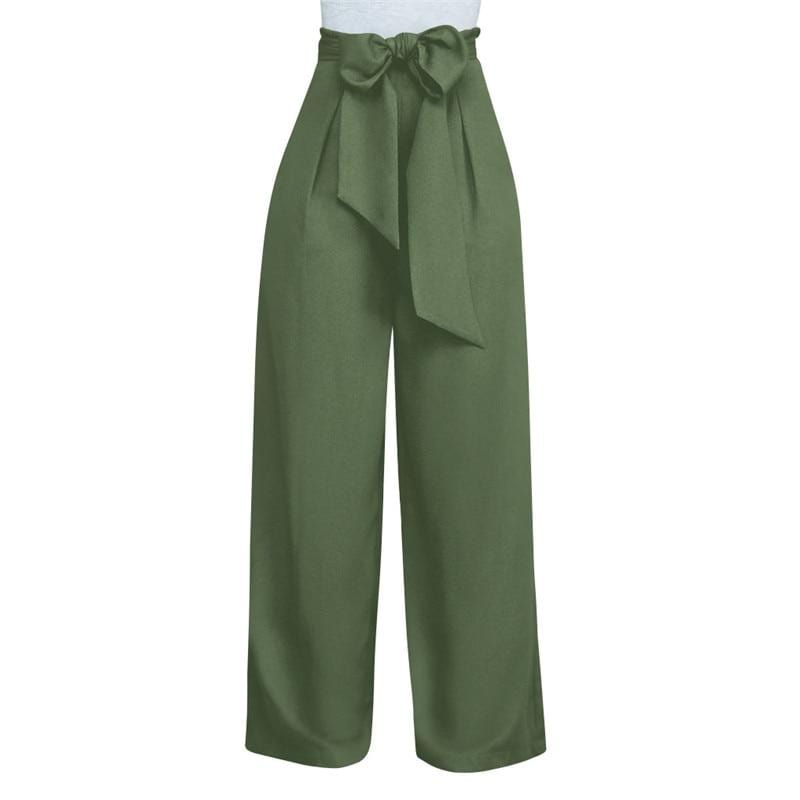 Women's Casual High Waist Loose Palazzo Pants - Green - Women - Apparel - Clothing - Pants - Milvertons