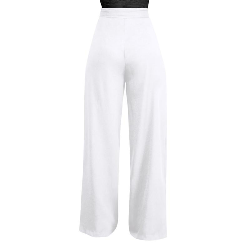 Women's Casual High Waist Loose Palazzo Pants - White - Women - Apparel - Clothing - Pants - Milvertons