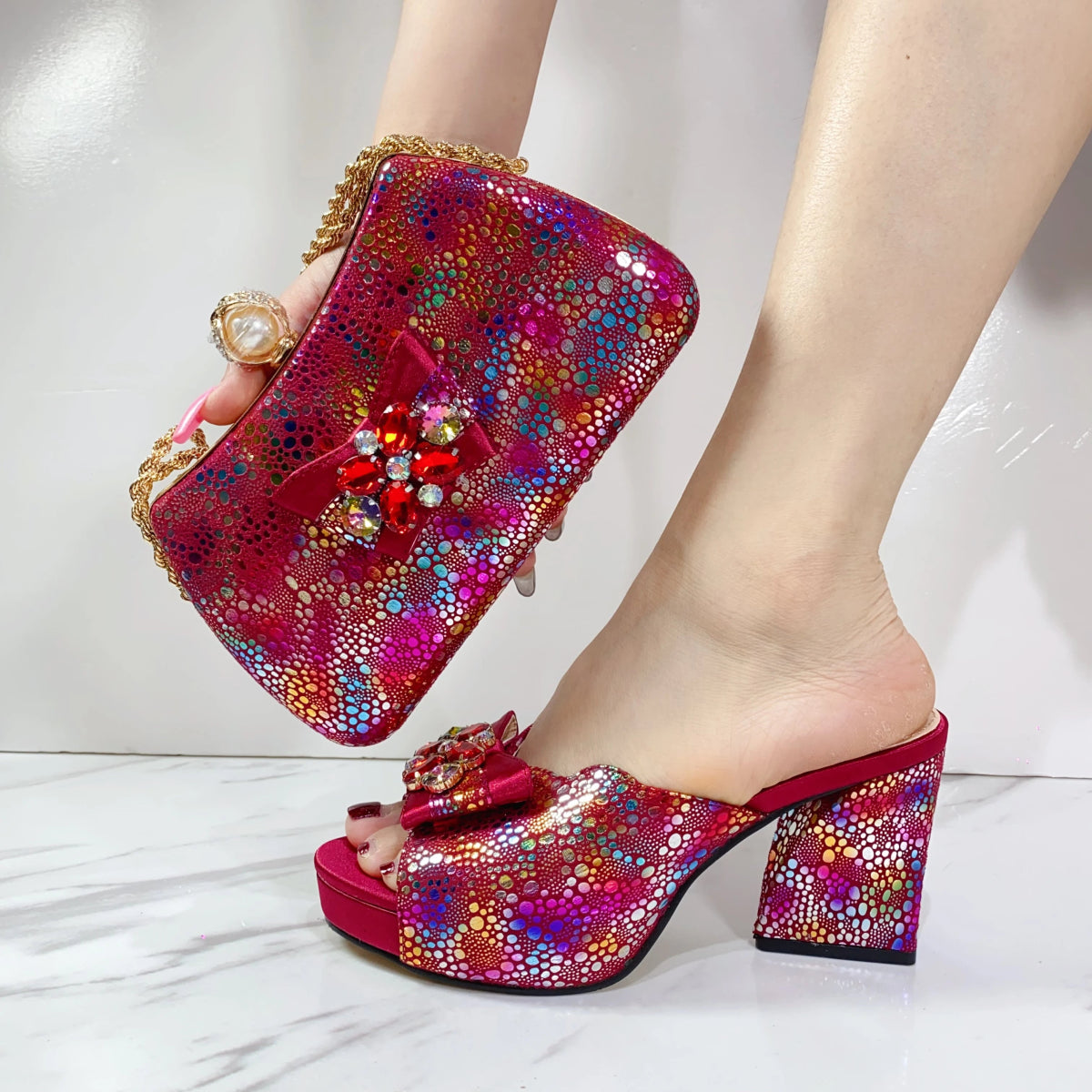 Women's Italian High Heel Sandals & Bag Set - African Style - - Women - Shoes - Milvertons