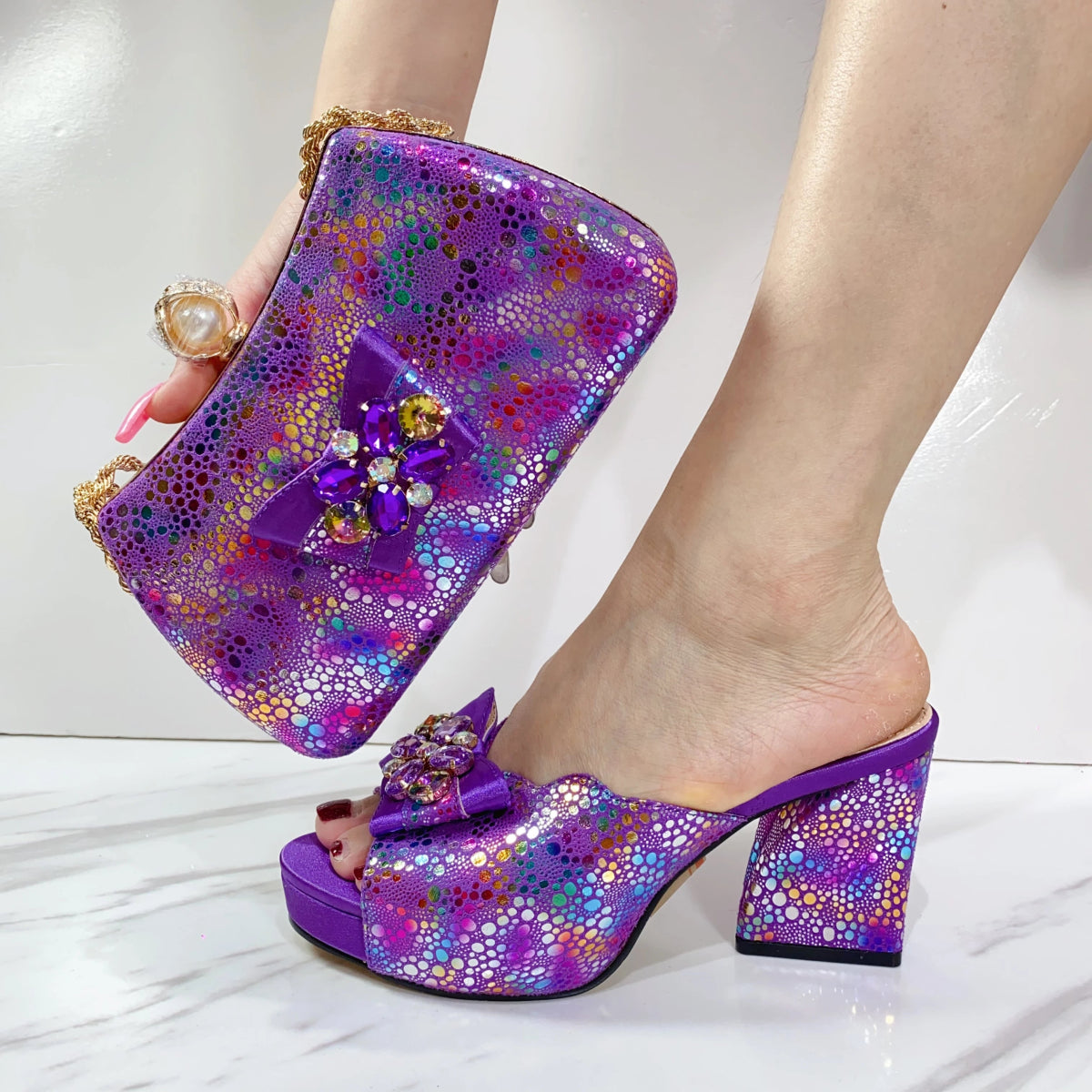 Women's Italian High Heel Sandals & Bag Set - African Style - - Women - Shoes - Milvertons