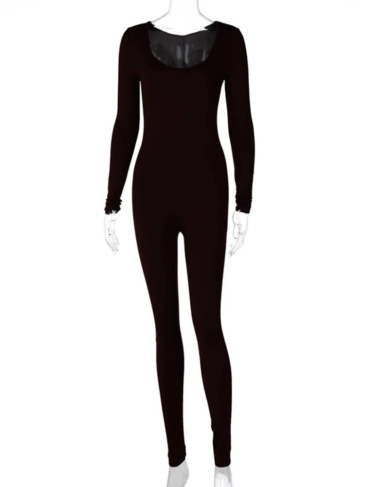 Women’s Long Sleeve Bodycon Jumpsuit – Skinny Streetwear - - Apparel & Accessories - Clothing - One-Pieces - Jumpsuits & Rompers - Milvertons