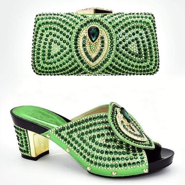 Italian Ladies Heeled Sandals and Matching Bag - Party Pumps - Green - Women - Shoes - Milvertons