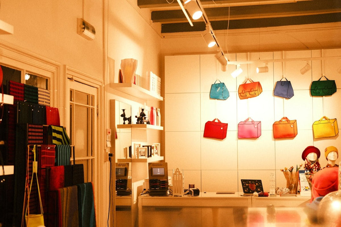 A room filled with lots of different colored bags