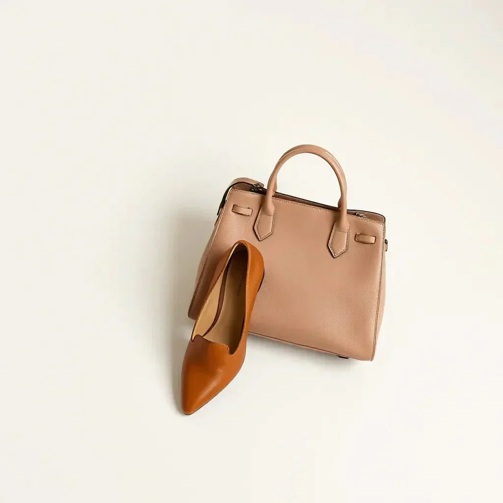 Italian Shoe & Bag Set - Matching Italian-inspired leather shoes and structured handbag on a neutral background