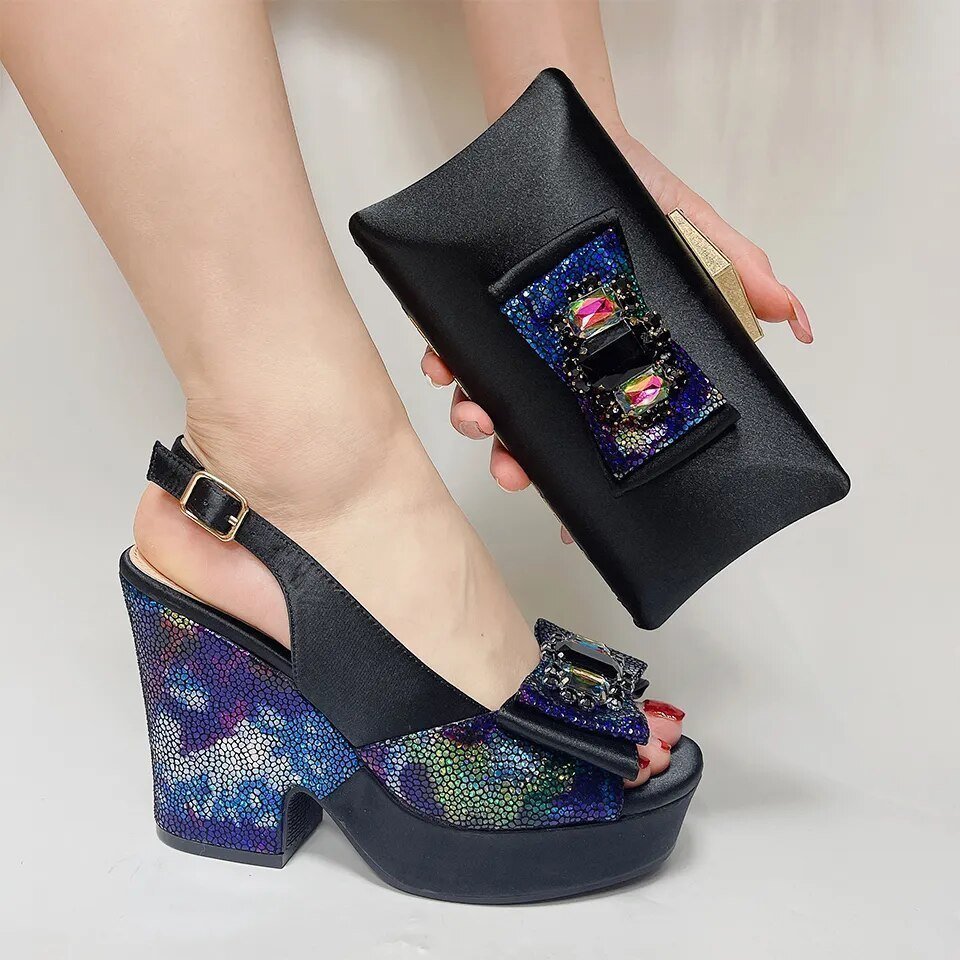 2023 Italian Design Clutch Bag & Chunky Heels for Women - - Women - Shoes - Milvertons