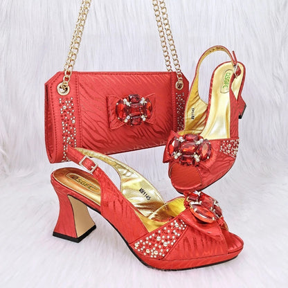 2023 Latest Italian Fashion Shoes & Bag Set - Stylish Design - Red - Women - Shoes - Milvertons