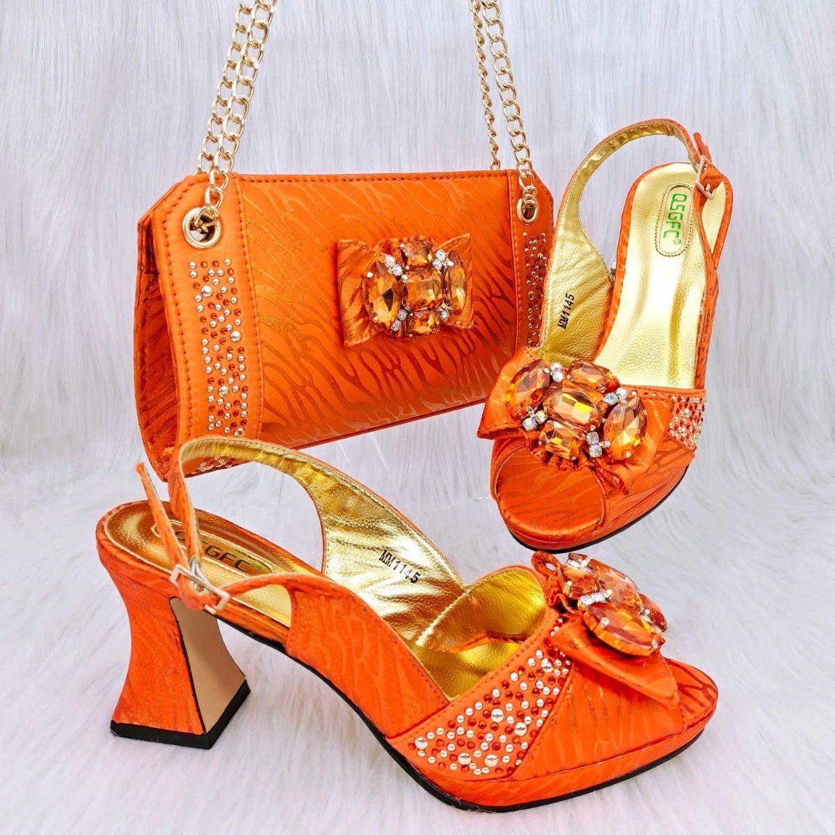 2023 Latest Italian Fashion Shoes & Bag Set - Stylish Design - Orange 42 - Women - Shoes - Milvertons