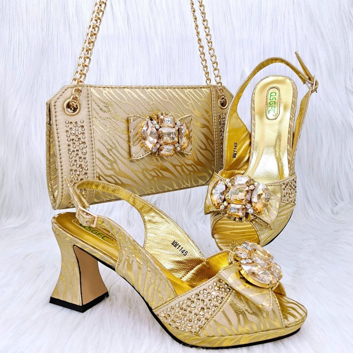 2023 Latest Italian Fashion Shoes & Bag Set - Stylish Design - Gold - Women - Shoes - Milvertons