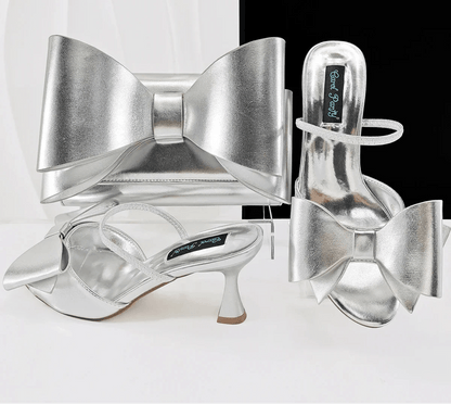 2025 Pointed Toe Heels & Bag Set – Wedding Party Pumps - Silver - Women - Shoes - Milvertons
