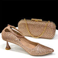 2025 Rhinestone Heels & Handbag Set for Weddings | Elegant - Champagne - Women - Shoes - Milvertons
