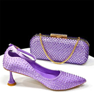 2025 Rhinestone Heels & Handbag Set for Weddings | Elegant - Light purple - Women - Shoes - Milvertons