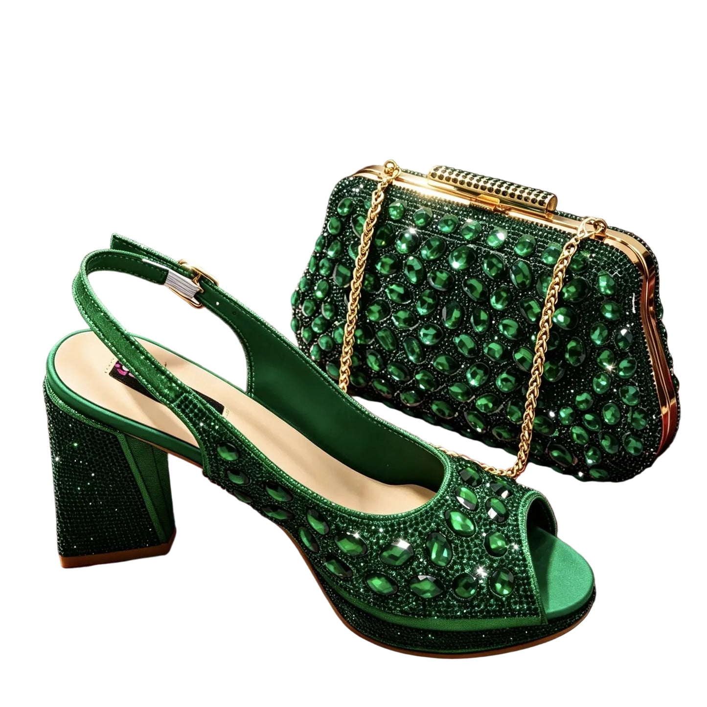 Italian Heels and Bag Set – Elegant Wedding Party Style - Green - Women - Shoes - Milvertons