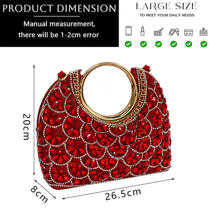 Red Rhinestone Pointed Toe Heels & Matching Handbag Set