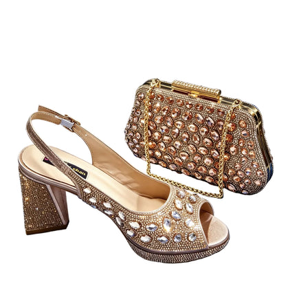 Italian Heels and Bag Set – Elegant Wedding Party Style - Champagne - Women - Shoes - Milvertons