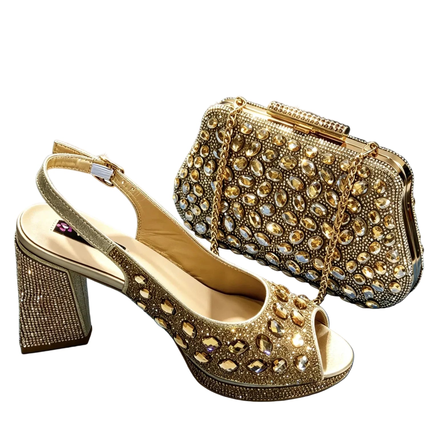 Italian Heels and Bag Set – Elegant Wedding Party Style - Gold - Women - Shoes - Milvertons