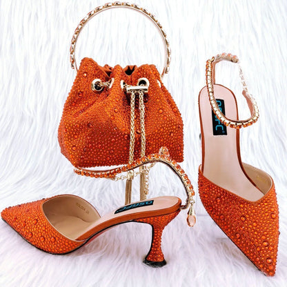 African Style Shoes and Bag Set - New Arrivals for Weddings - Orange - Women - Shoes - Milvertons