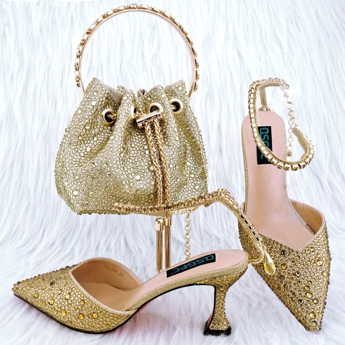 African Style Shoes and Bag Set - New Arrivals for Weddings - Gold - Women - Shoes - Milvertons