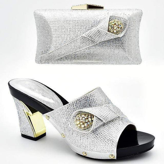 African Style Women's Shoes and Bag for Classy Women - Silver 8.5 - Women - Shoes - Milvertons