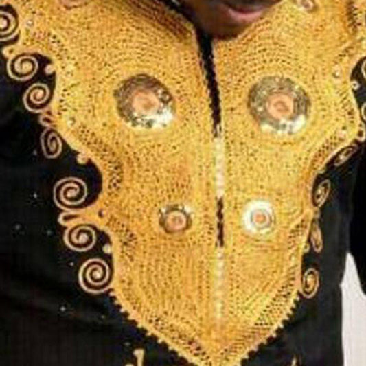 Black Golden Print Luxury African Dashiki Long Shirt Men Fashion Rich bazin African Clothes Men Slim Fit Long Sleeve Shirt - - Men - Apparel - Milvertons