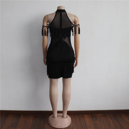 Black Halter Mini Dress Bodycon Femme Vestiods Robe Lace Dress - - Women - Apparel - Dresses - Day to Night - Milvertons