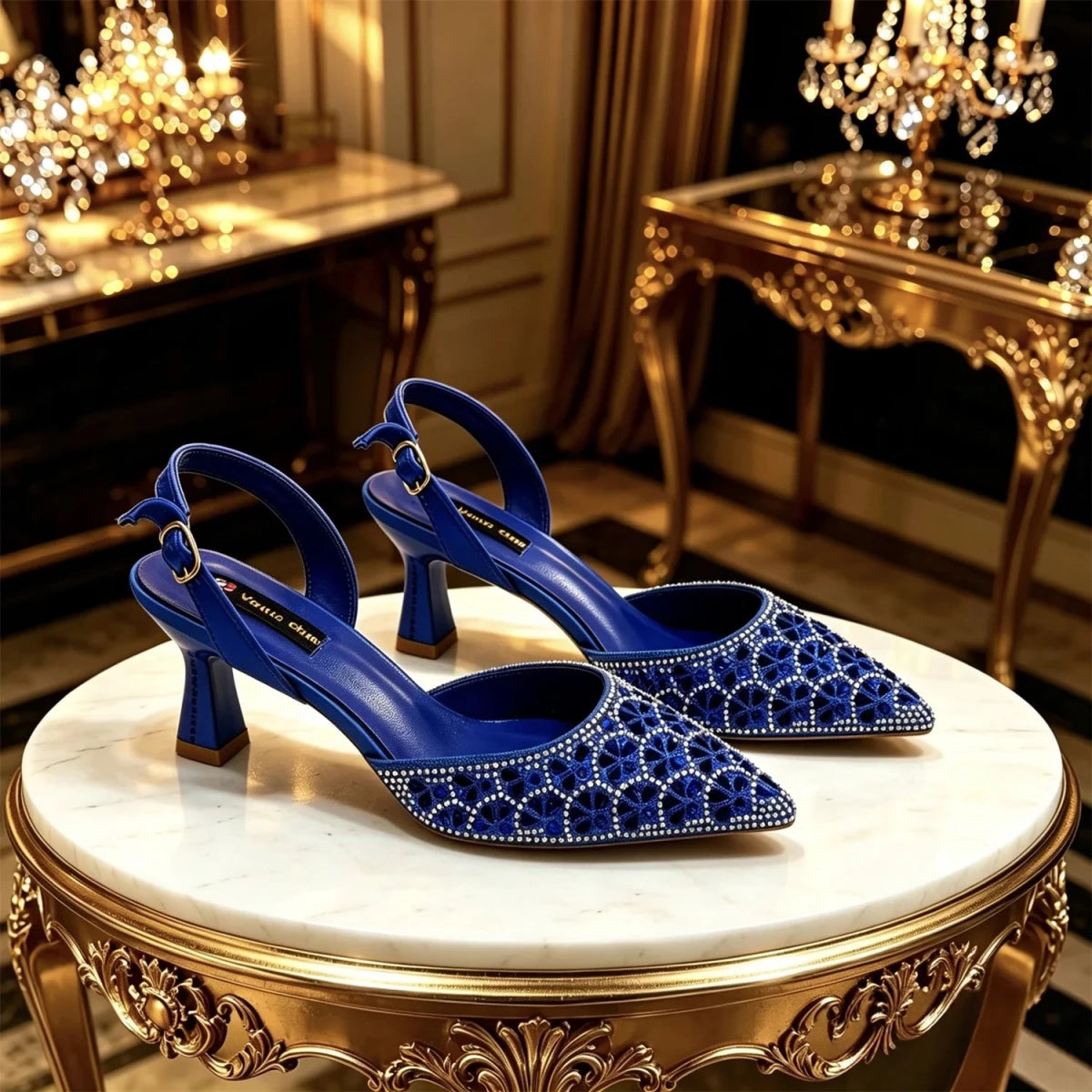 Elegant Rhinestone Pointed Toe Heels & Matching Handbag Set - - Women - Shoes - Milvertons