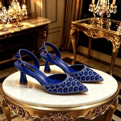 Elegant Rhinestone Pointed Toe Heels & Matching Handbag Set - - Women - Shoes - Milvertons