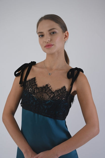 Blue Silk Dress - - - DrevelmaN