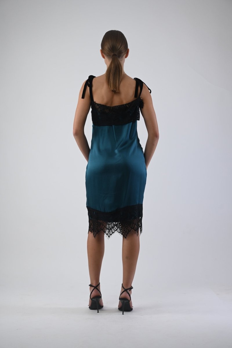 Blue Silk Dress - - - DrevelmaN