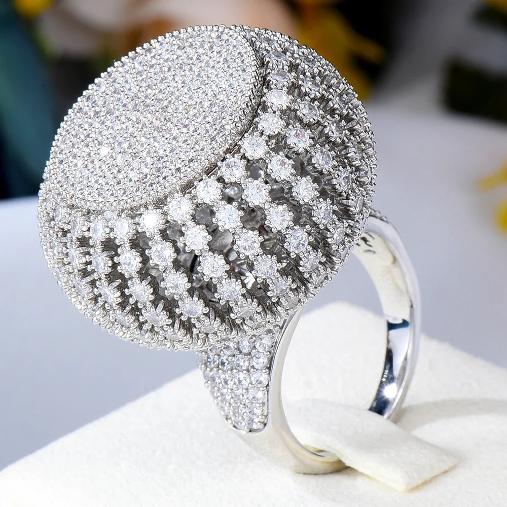 Bold Cubic Zirconia Statement Ring – Trendy 2024 Boho Jewelry - Silver - Apparel & Accessories - Jewelry - Rings - Milvertons