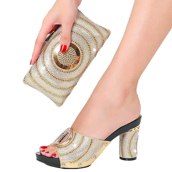 Chic Italian Crystal Diamond Shoes + Bag Set - Party/Wedding - - Women - Shoes - Milvertons