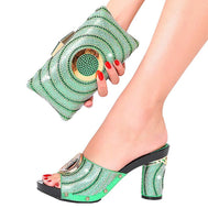 Chic Italian Crystal Diamond Shoes + Bag Set - Party/Wedding - Green - Women - Shoes - Milvertons