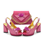 Chic Italian Shoes & Bag Set with Stones for Parties - Fuchsia - Women - Shoes - Milvertons