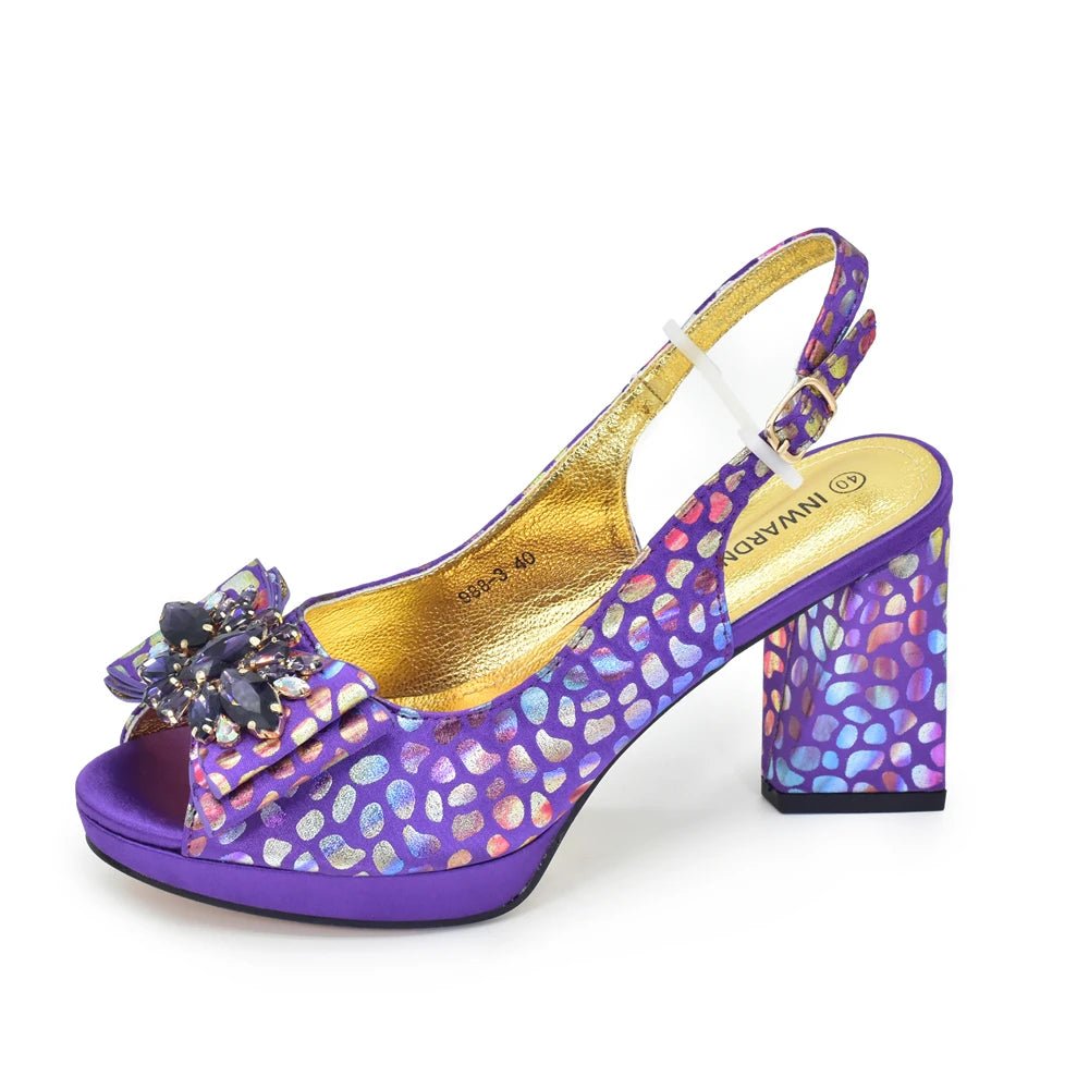 Chic Italian Shoes & Bag Set with Stones for Parties - - Women - Shoes - Milvertons