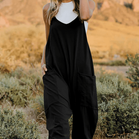 Double Take Full Size V-Neck Sleeveless Jumpsuit with Pockets
