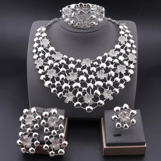 Dubai African Jewelry Set – Elegant Luxury Women’s Accessory - silver One Size - Apparel & Accessories - Jewelry - Jewelry Sets - Milvertons