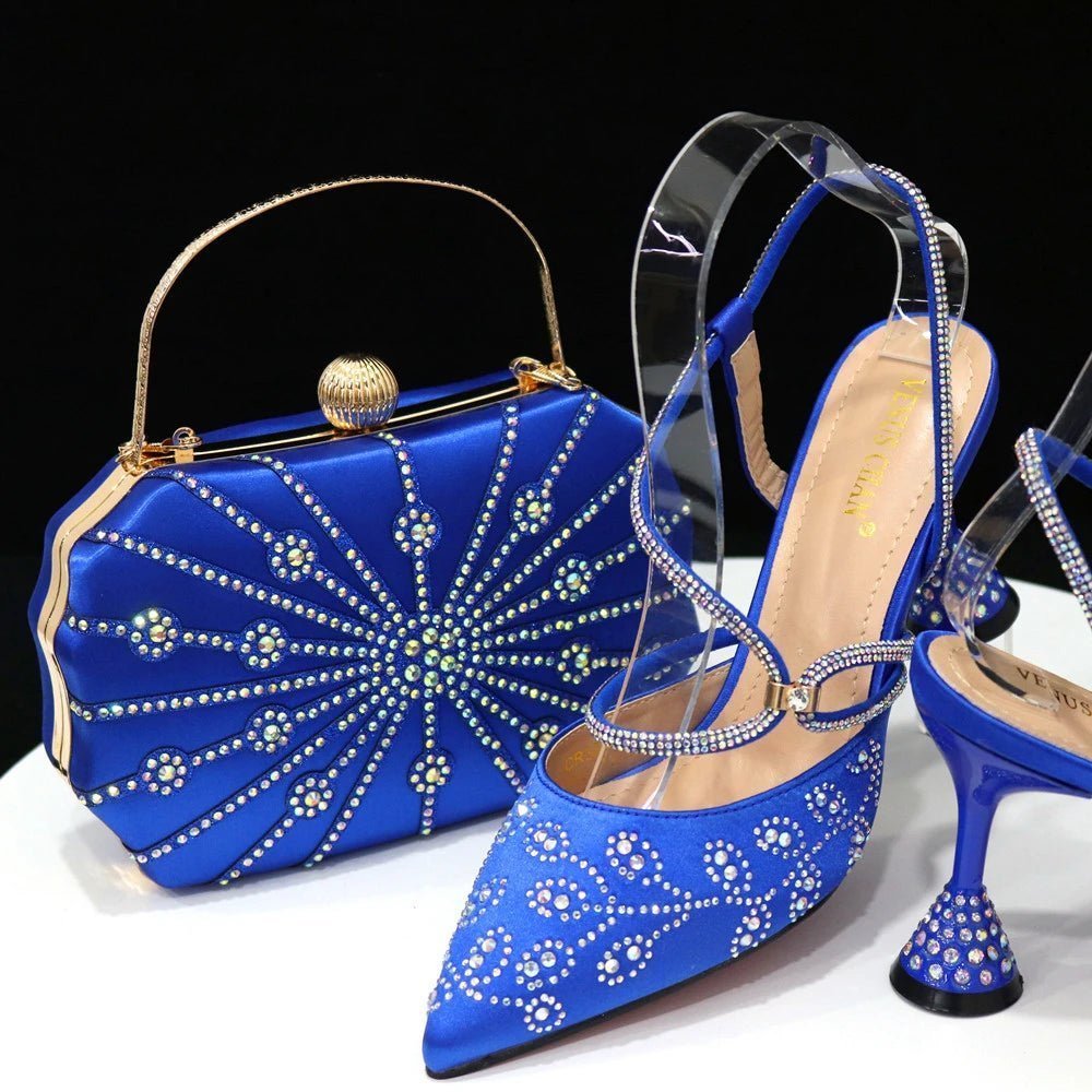 Elegant Affairs: Ladies' High Heels & Bag Set for Weddings - BLUE - Women - Shoes - Milvertons