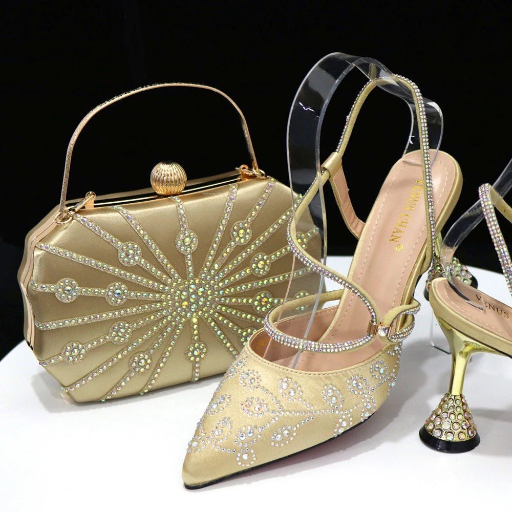 Elegant Affairs: Ladies' High Heels & Bag Set for Weddings - GOLD 42 - Women - Shoes - Milvertons