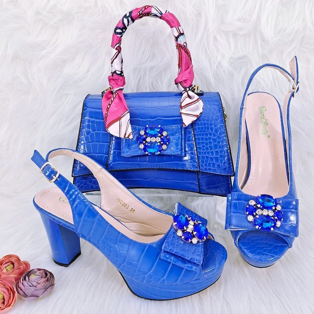 Elegant Italian Shoes and Bag Set - New Matching Ensemble - royal blue - Women - Shoes - Milvertons