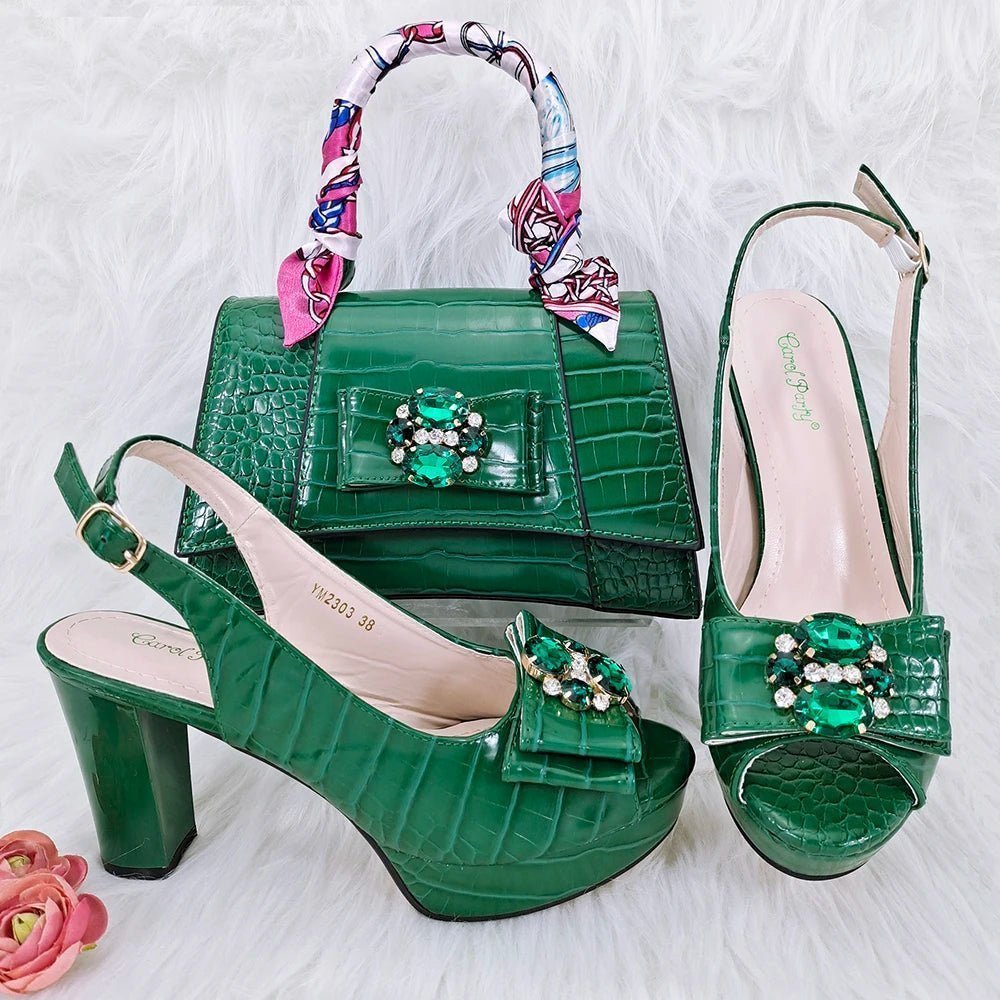 Elegant Italian Shoes and Bag Set - New Matching Ensemble - green - Women - Shoes - Milvertons