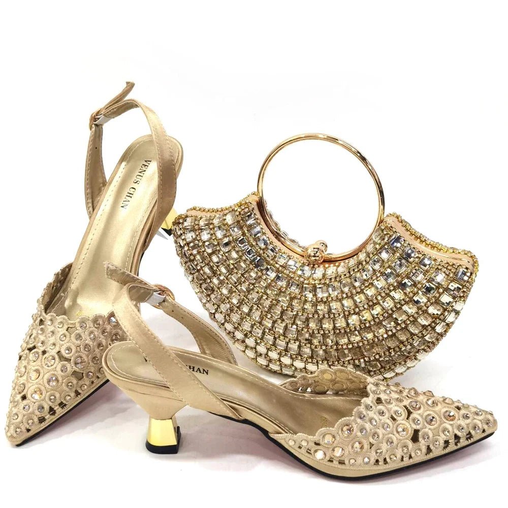 Elegant Party Shoes & Bag Set with Rhinestone Detailing - - Women - Shoes - Milvertons