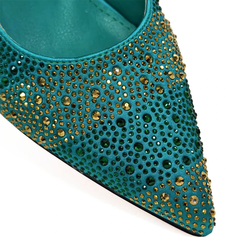 Elegant Pointed Toe Rhinestone Heels & Bag Set for Women - - Women - Shoes - Milvertons